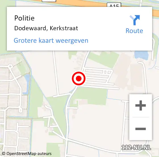 Locatie op kaart van de 112 melding: Politie Dodewaard, Kerkstraat op 1 juli 2016 09:55