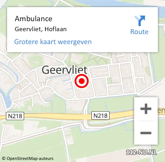 Locatie op kaart van de 112 melding: Ambulance Geervliet, Hoflaan op 1 juli 2016 12:05