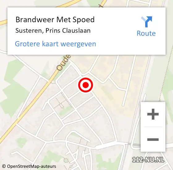 Locatie op kaart van de 112 melding: Brandweer Met Spoed Naar Susteren, Prins Clauslaan op 1 juli 2016 12:12