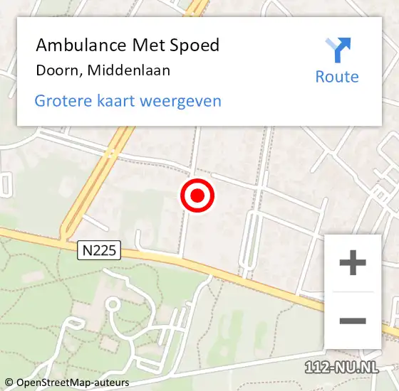 Locatie op kaart van de 112 melding: Ambulance Met Spoed Naar Doorn, Middenlaan op 1 juli 2016 12:17