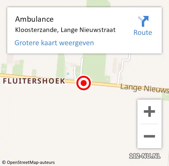 Locatie op kaart van de 112 melding: Ambulance Kloosterzande, Lange Nieuwstraat op 1 juli 2016 12:51