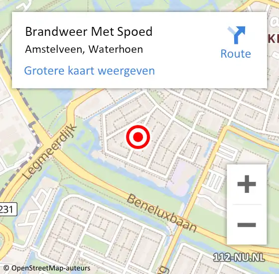 Locatie op kaart van de 112 melding: Brandweer Met Spoed Naar Amstelveen, Waterhoen op 19 december 2013 21:07