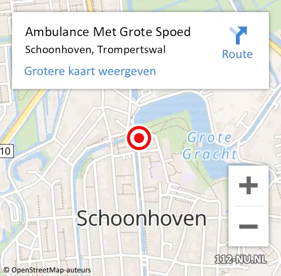 Locatie op kaart van de 112 melding: Ambulance Met Grote Spoed Naar Schoonhoven, Trompertswal op 1 juli 2016 13:22