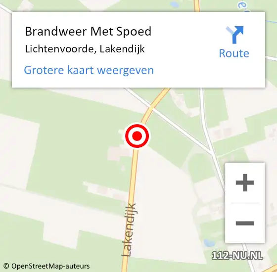 Locatie op kaart van de 112 melding: Brandweer Met Spoed Naar Lichtenvoorde, Lakendijk op 1 juli 2016 15:03