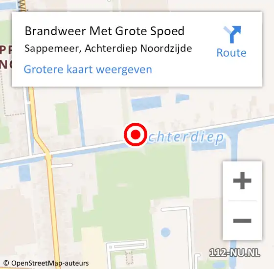 Locatie op kaart van de 112 melding: Brandweer Met Grote Spoed Naar Sappemeer, Achterdiep Noordzijde op 1 juli 2016 15:37