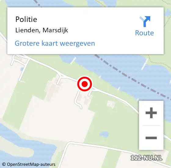 Locatie op kaart van de 112 melding: Politie Lienden, Marsdijk op 1 juli 2016 16:12