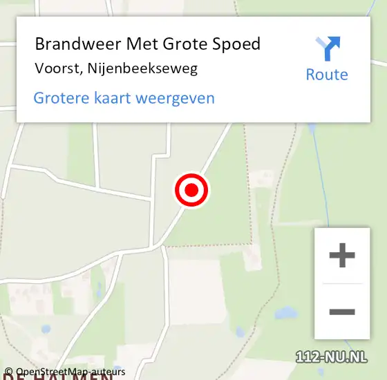 Locatie op kaart van de 112 melding: Brandweer Met Grote Spoed Naar Voorst, Nijenbeekseweg op 1 juli 2016 16:40