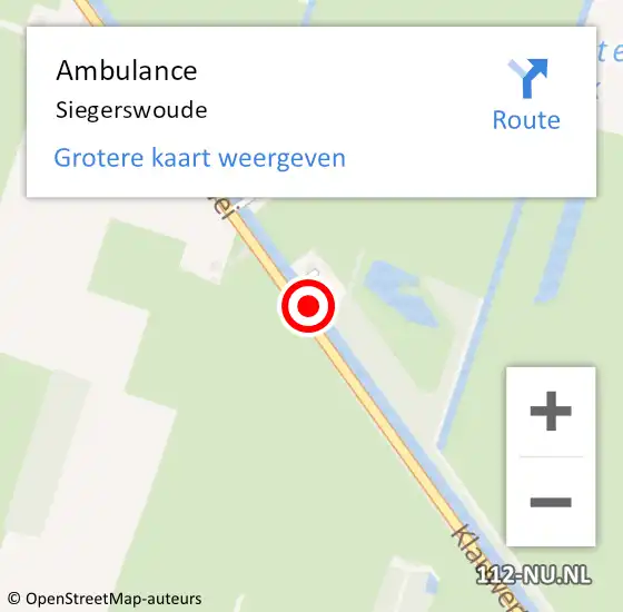 Locatie op kaart van de 112 melding: Ambulance Siegerswoude op 1 juli 2016 17:55