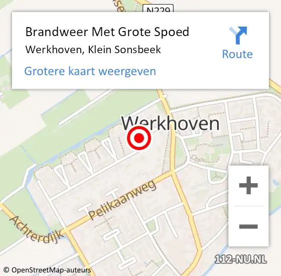 Locatie op kaart van de 112 melding: Brandweer Met Grote Spoed Naar Werkhoven, Klein Sonsbeek op 1 juli 2016 18:23