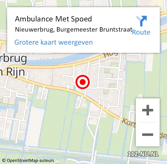 Locatie op kaart van de 112 melding: Ambulance Met Spoed Naar Nieuwerbrug, Burgemeester Bruntstraat op 1 juli 2016 18:32