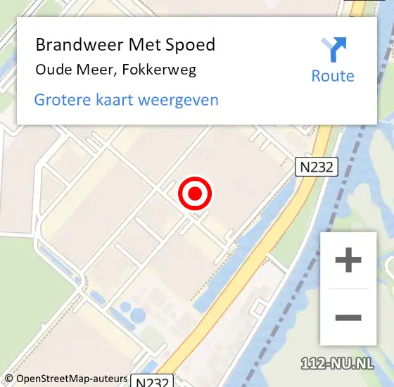 Locatie op kaart van de 112 melding: Brandweer Met Spoed Naar Oude Meer, Fokkerweg op 1 juli 2016 18:32