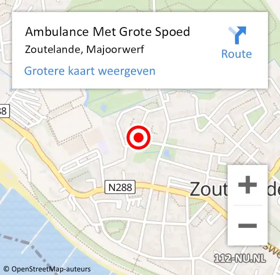 Locatie op kaart van de 112 melding: Ambulance Met Grote Spoed Naar Zoutelande, Majoorwerf op 1 juli 2016 19:23