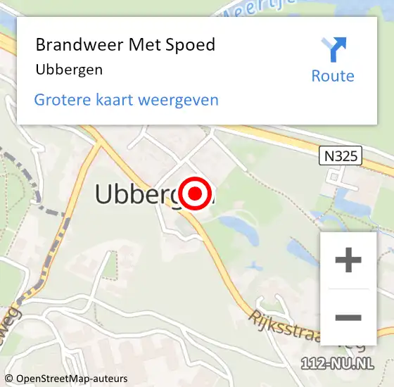 Locatie op kaart van de 112 melding: Brandweer Met Spoed Naar Ubbergen op 1 juli 2016 19:36