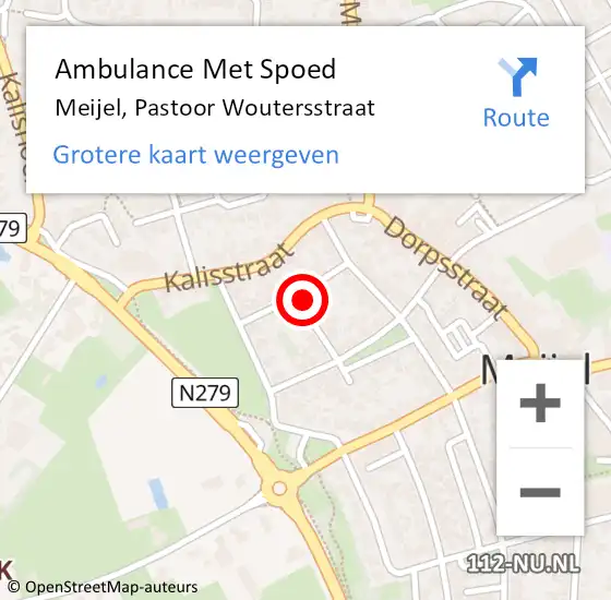 Locatie op kaart van de 112 melding: Ambulance Met Spoed Naar Meijel, Pastoor Woutersstraat op 1 juli 2016 19:47