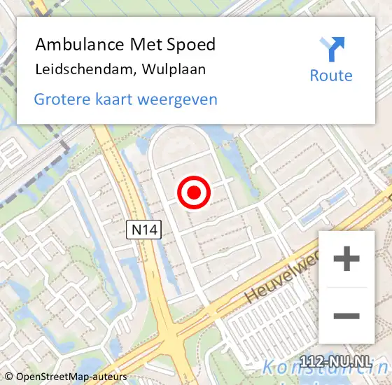 Locatie op kaart van de 112 melding: Ambulance Met Spoed Naar Leidschendam, Wulplaan op 1 juli 2016 19:47