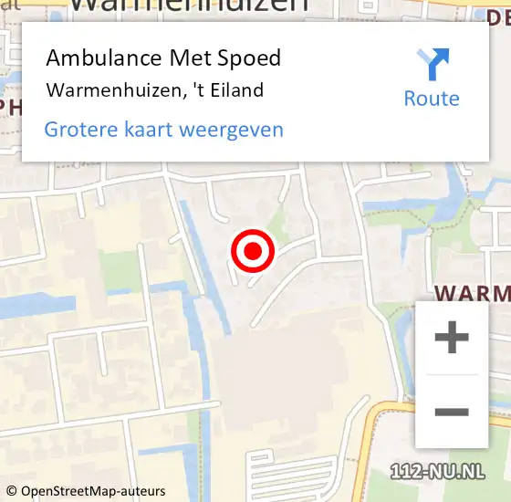 Locatie op kaart van de 112 melding: Ambulance Met Spoed Naar Warmenhuizen, 't Eiland op 1 juli 2016 20:02