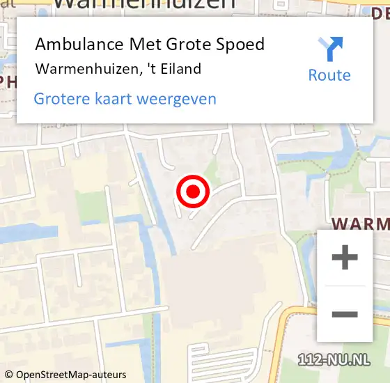 Locatie op kaart van de 112 melding: Ambulance Met Grote Spoed Naar Warmenhuizen, 't Eiland op 1 juli 2016 20:09