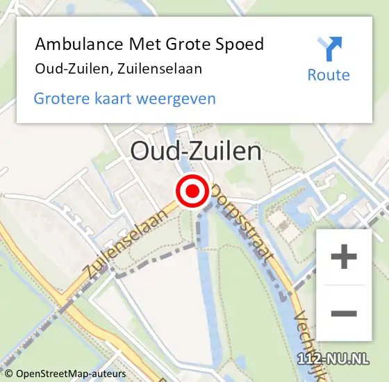 Locatie op kaart van de 112 melding: Ambulance Met Grote Spoed Naar Oud-Zuilen, Zuilenselaan op 1 juli 2016 20:10