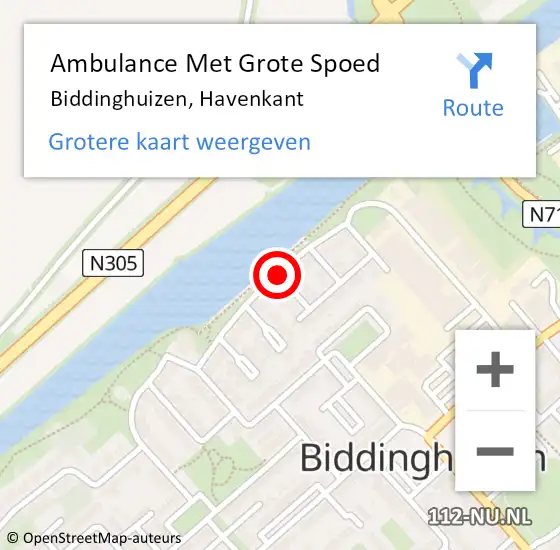 Locatie op kaart van de 112 melding: Ambulance Met Grote Spoed Naar Biddinghuizen, Havenkant op 1 juli 2016 20:15