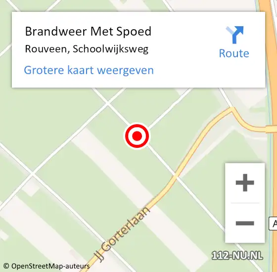 Locatie op kaart van de 112 melding: Brandweer Met Spoed Naar Rouveen, Schoolwijksweg op 1 juli 2016 20:25