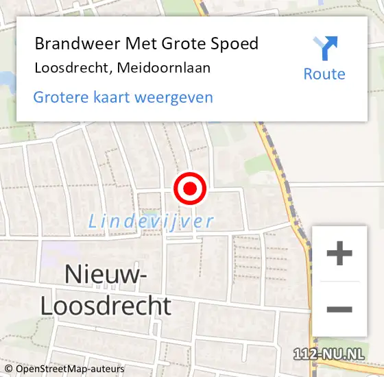 Locatie op kaart van de 112 melding: Brandweer Met Grote Spoed Naar Loosdrecht, Meidoornlaan op 1 juli 2016 20:31