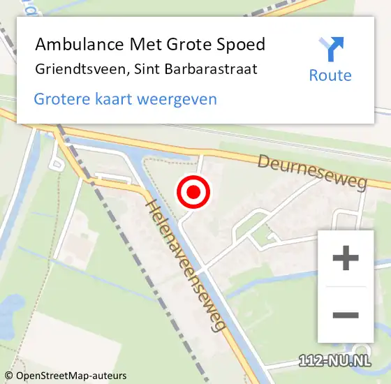 Locatie op kaart van de 112 melding: Ambulance Met Grote Spoed Naar Griendtsveen, Sint Barbarastraat op 1 juli 2016 21:00