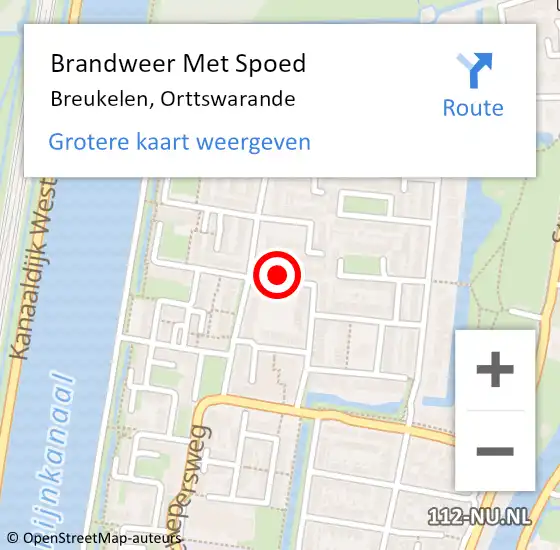 Locatie op kaart van de 112 melding: Brandweer Met Spoed Naar Breukelen, Orttswarande op 1 juli 2016 21:26