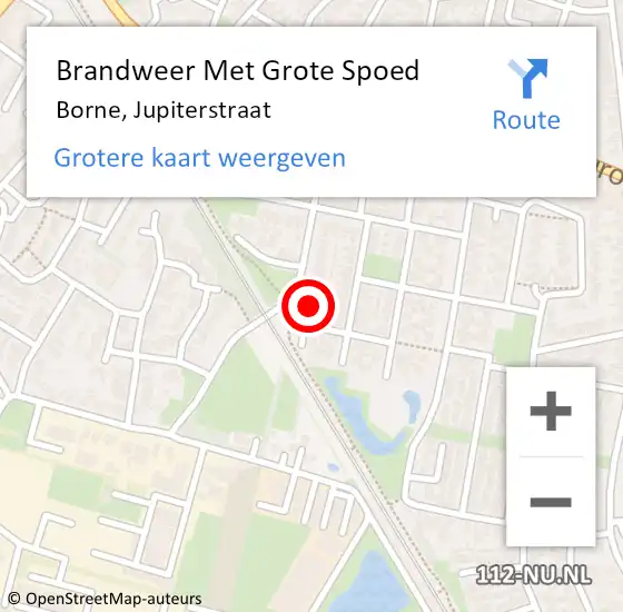 Locatie op kaart van de 112 melding: Brandweer Met Grote Spoed Naar Borne, Jupiterstraat op 1 juli 2016 22:06