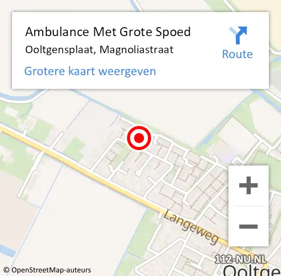 Locatie op kaart van de 112 melding: Ambulance Met Grote Spoed Naar Ooltgensplaat, Magnoliastraat op 2 juli 2016 00:39