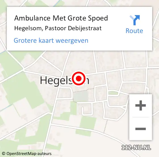 Locatie op kaart van de 112 melding: Ambulance Met Grote Spoed Naar Hegelsom, Pastoor Debijestraat op 19 december 2013 22:46