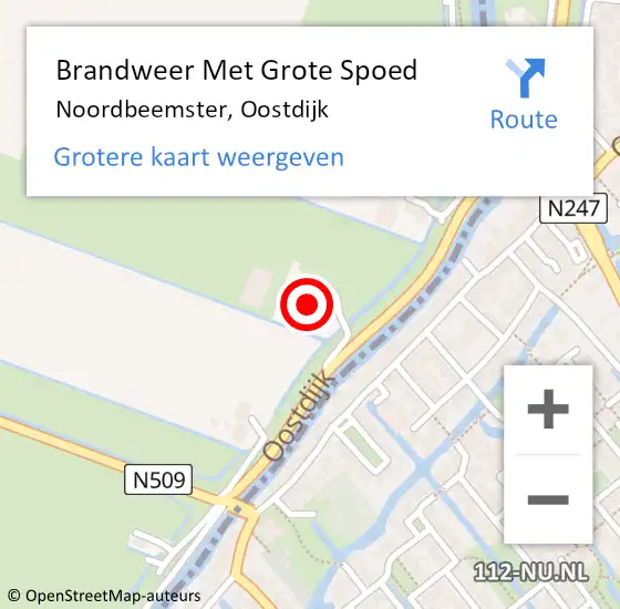 Locatie op kaart van de 112 melding: Brandweer Met Grote Spoed Naar Noordbeemster, Oostdijk op 2 juli 2016 01:54