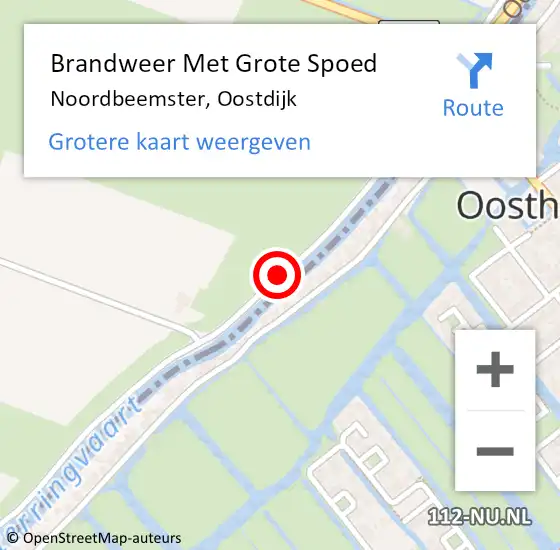 Locatie op kaart van de 112 melding: Brandweer Met Grote Spoed Naar Noordbeemster, Oostdijk op 2 juli 2016 02:09