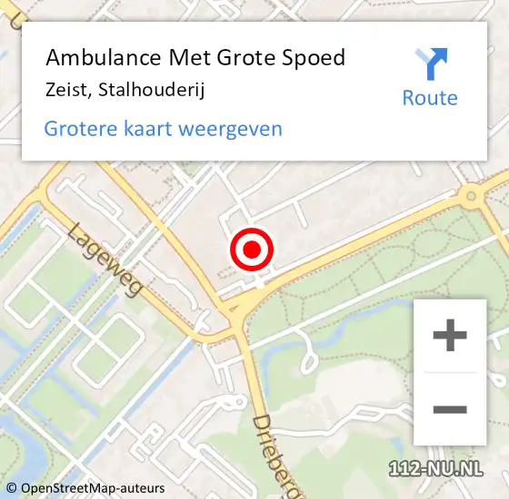 Locatie op kaart van de 112 melding: Ambulance Met Grote Spoed Naar Zeist, Stalhouderij op 2 juli 2016 03:08