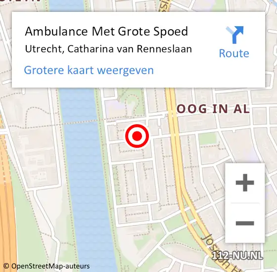 Locatie op kaart van de 112 melding: Ambulance Met Grote Spoed Naar Utrecht, Catharina van Renneslaan op 2 juli 2016 04:04