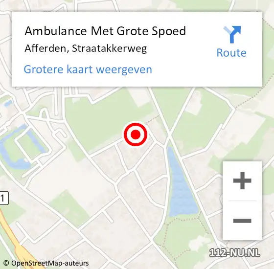 Locatie op kaart van de 112 melding: Ambulance Met Grote Spoed Naar Afferden, Straatakkerweg op 2 juli 2016 04:06