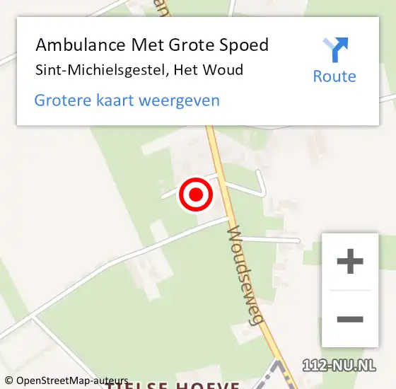 Locatie op kaart van de 112 melding: Ambulance Met Grote Spoed Naar Sint-Michielsgestel, Het Woud op 2 juli 2016 06:07