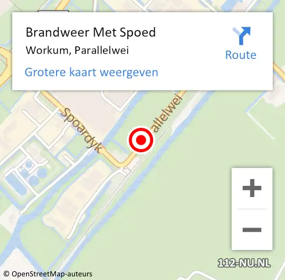 Locatie op kaart van de 112 melding: Brandweer Met Spoed Naar Workum, Parallelwei op 2 juli 2016 06:07