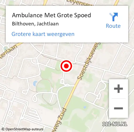 Locatie op kaart van de 112 melding: Ambulance Met Grote Spoed Naar Bilthoven, Jachtlaan op 2 juli 2016 06:14