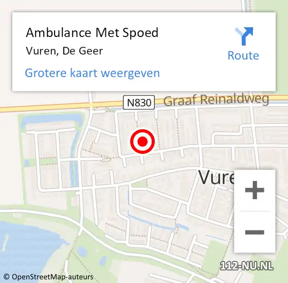 Locatie op kaart van de 112 melding: Ambulance Met Spoed Naar Vuren, De Geer op 2 juli 2016 06:31