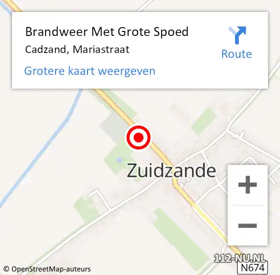 Locatie op kaart van de 112 melding: Brandweer Met Grote Spoed Naar Zuidzande, Mariastraat op 2 juli 2016 07:15