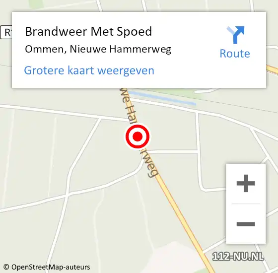 Locatie op kaart van de 112 melding: Brandweer Met Spoed Naar Ommen, Nieuwe Hammerweg op 2 juli 2016 07:22