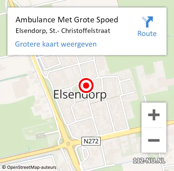 Locatie op kaart van de 112 melding: Ambulance Met Grote Spoed Naar Elsendorp, St.- Christoffelstraat op 2 juli 2016 07:55