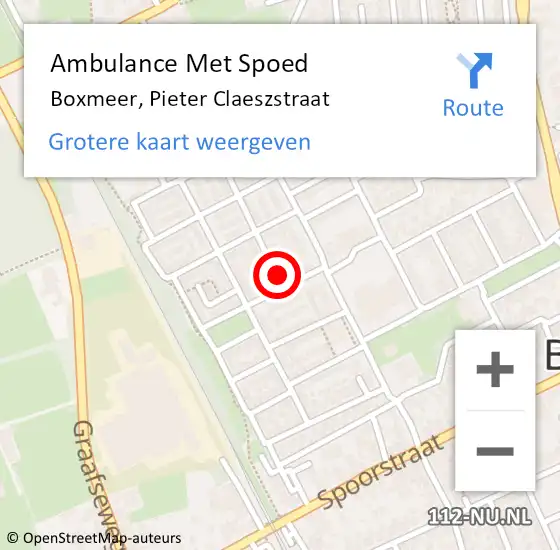 Locatie op kaart van de 112 melding: Ambulance Met Spoed Naar Boxmeer, Pieter Claeszstraat op 2 juli 2016 08:11