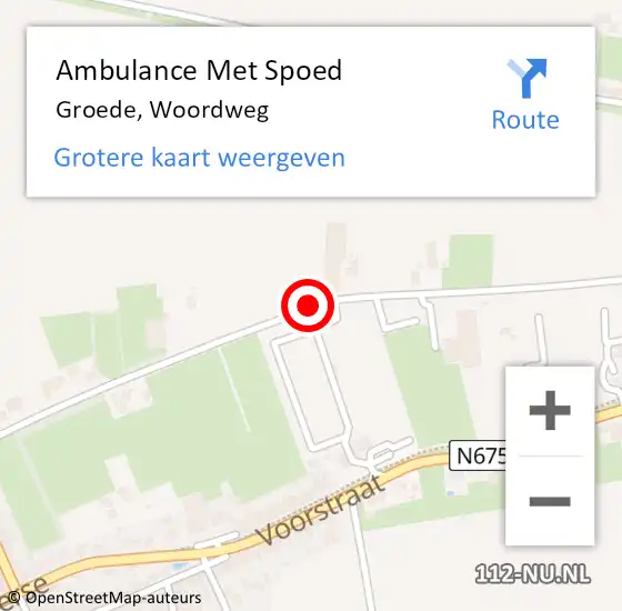 Locatie op kaart van de 112 melding: Ambulance Met Spoed Naar Groede, Woordweg op 2 juli 2016 09:07