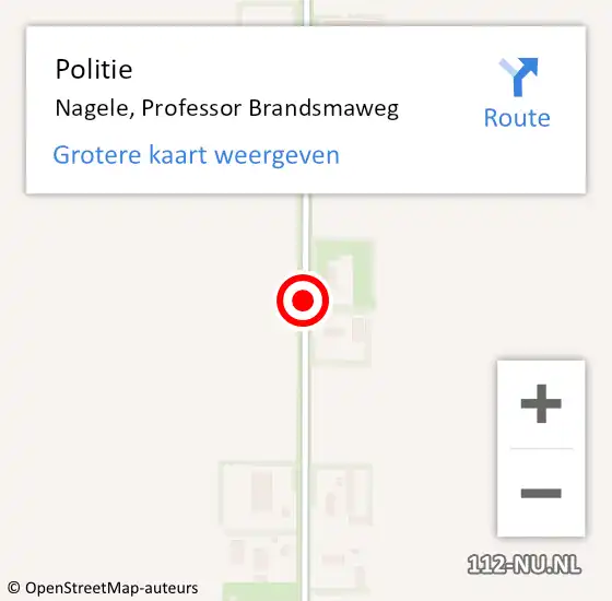 Locatie op kaart van de 112 melding: Politie Nagele, Professor Brandsmaweg op 2 juli 2016 10:15