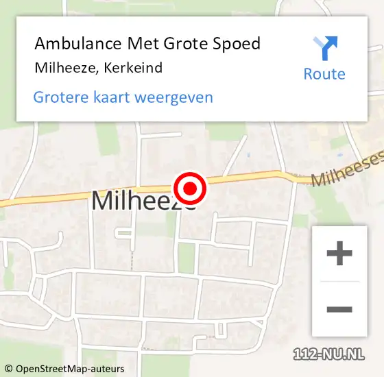 Locatie op kaart van de 112 melding: Ambulance Met Grote Spoed Naar Milheeze, Kerkeind op 2 juli 2016 10:29