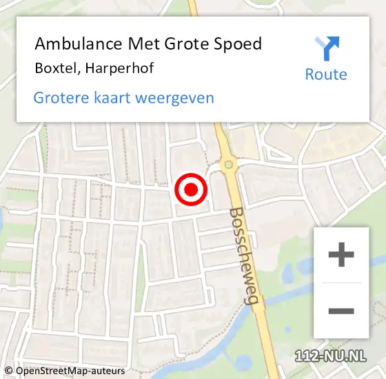 Locatie op kaart van de 112 melding: Ambulance Met Grote Spoed Naar Boxtel, Harperhof op 2 juli 2016 10:46