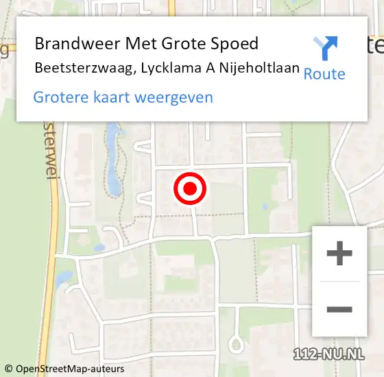 Locatie op kaart van de 112 melding: Brandweer Met Grote Spoed Naar Beetsterzwaag, Lycklama A Nijeholtlaan op 16 september 2013 16:15