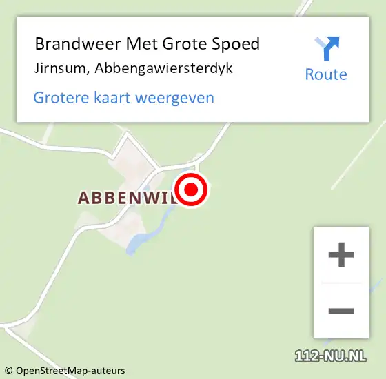 Locatie op kaart van de 112 melding: Brandweer Met Grote Spoed Naar Jirnsum, Abbengawiersterdyk op 2 juli 2016 11:08