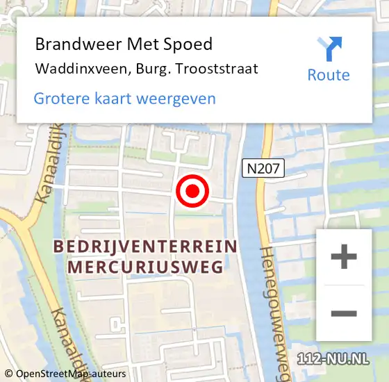 Locatie op kaart van de 112 melding: Brandweer Met Spoed Naar Waddinxveen, Burg. Trooststraat op 2 juli 2016 11:19